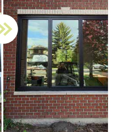 Casement windows on brick home
